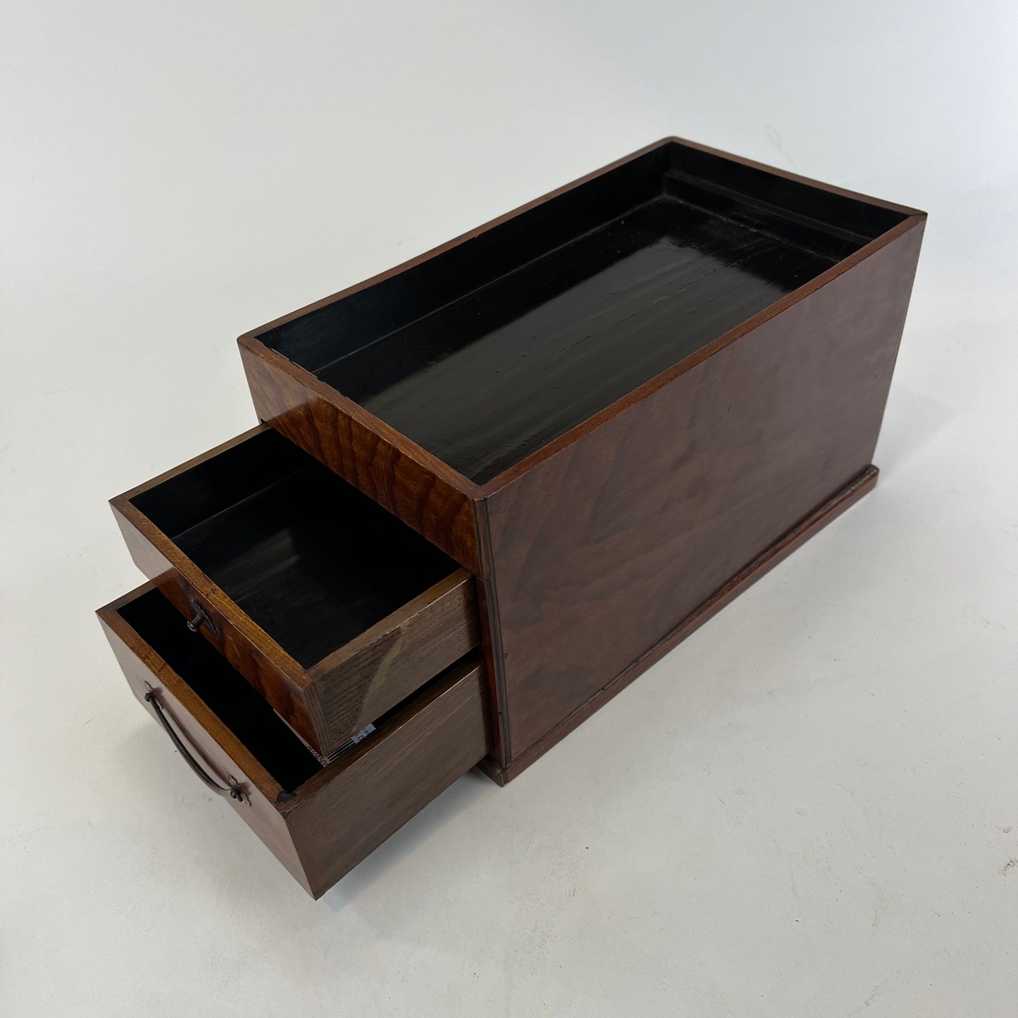Japanese Suzuribako 2 Drawer Lacquered Box w/ Ink-stones, Brush & Ink Stick Set