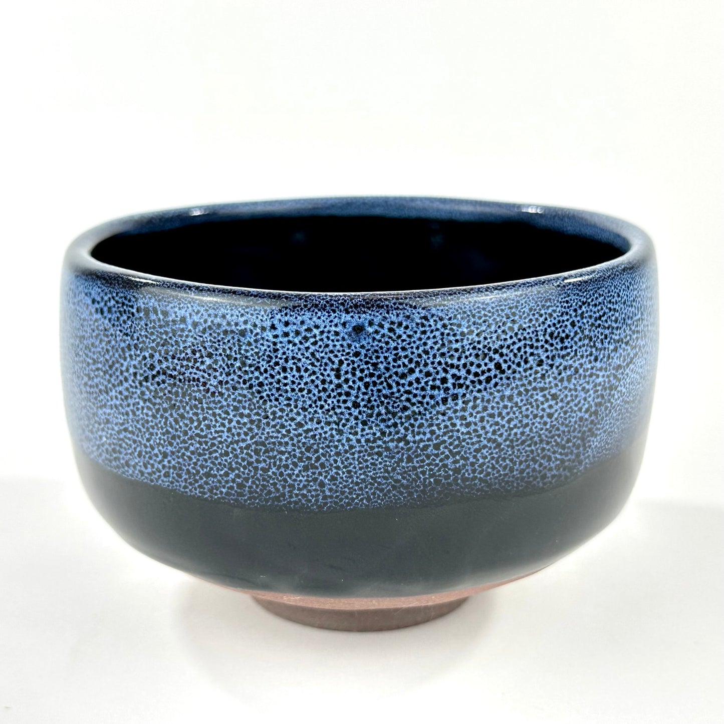 Japanese Chawan Matcha Tea Bowl Tenmoku Black Spot Blue Speckle Glaze NEW 5"