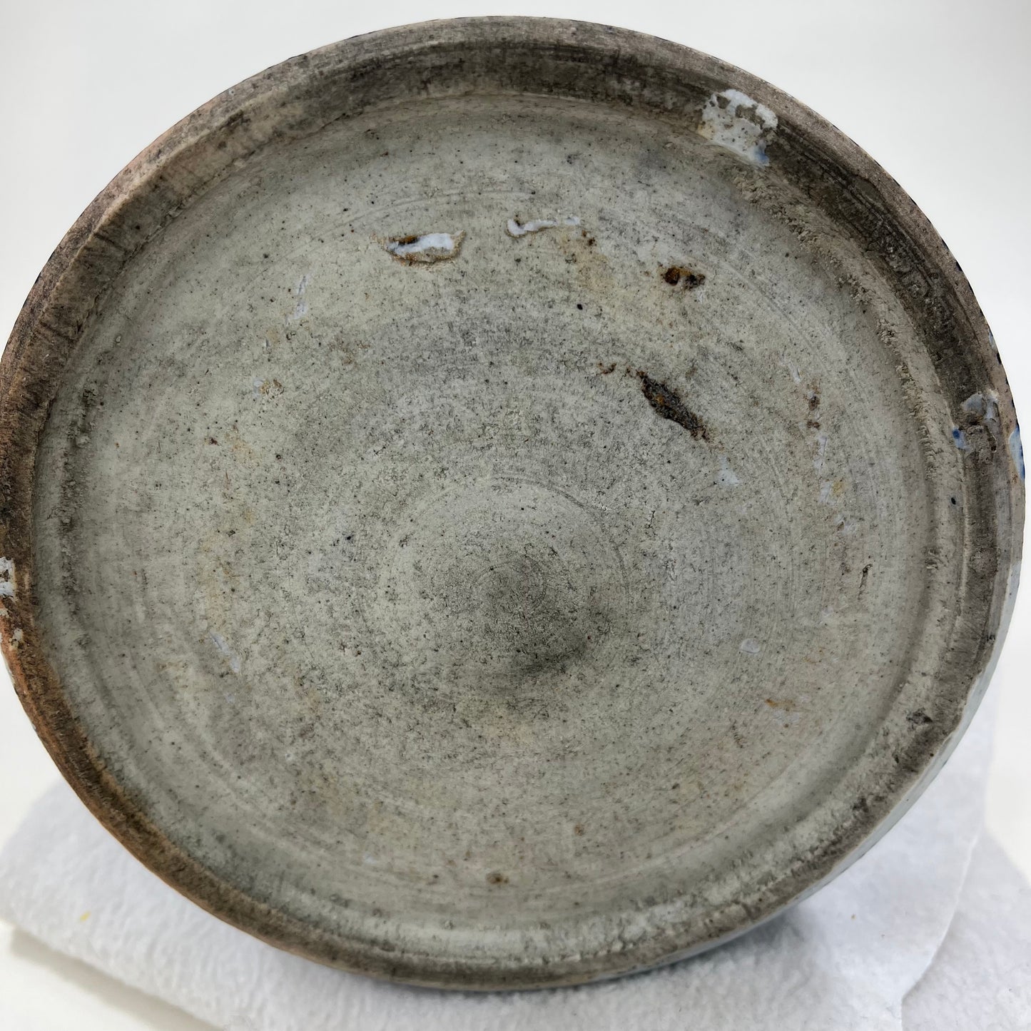 Antique Japanese Meiji Era small Ceramic Blue & White Hibachi Brazier 6”