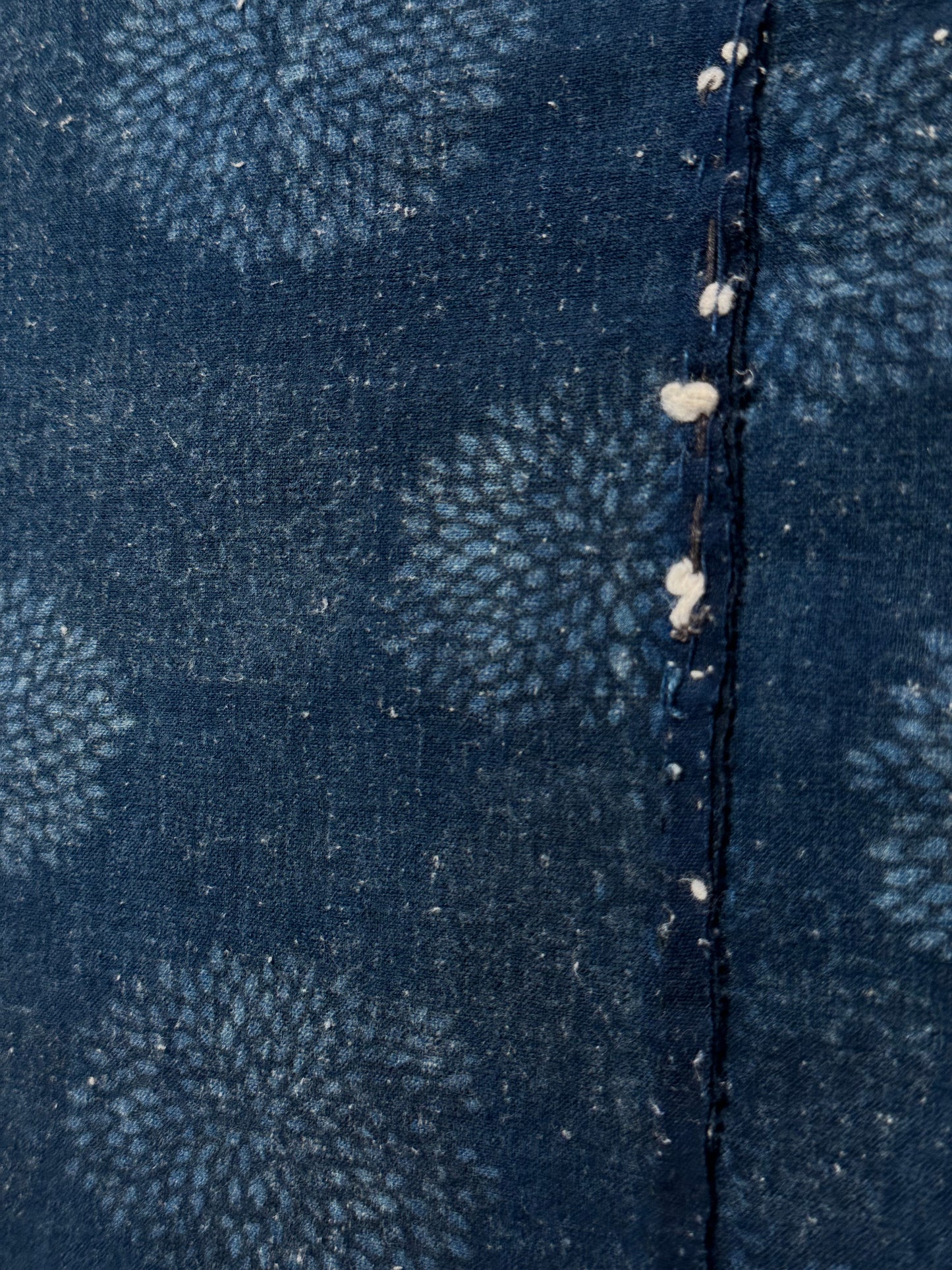 Antique Japanese 19th Century Textile - Katazome Indigo 65"x65" Kiku #82