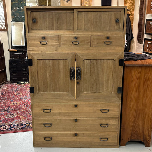 Antique Japanese Taisho Era c1920's Clothing Chest Ishodansu Tansu 65"H