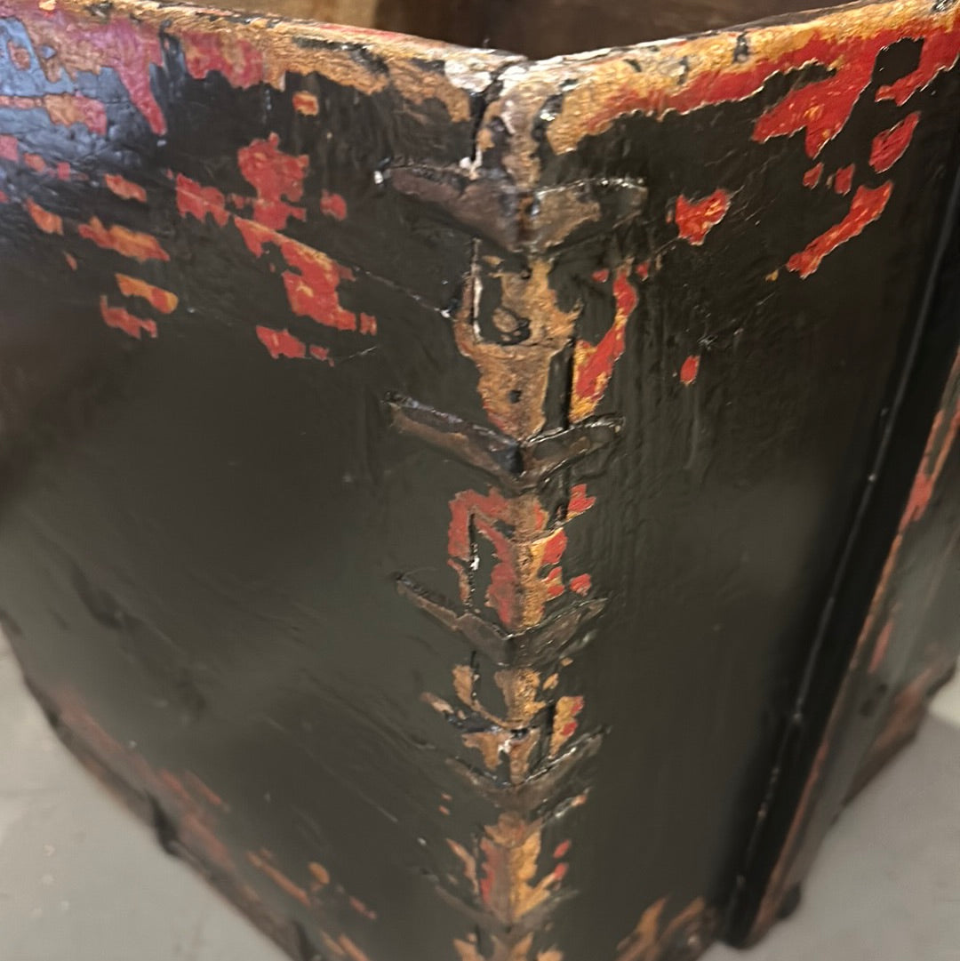 Antique Japanese Large Wooden Lacquer Container for Carrying Goods 25"