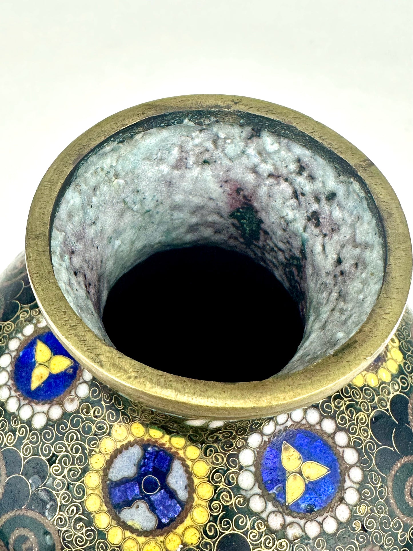 Antique Japanese Meiji Era (c1880) Cloisonné Vase Butterflies 7.5”