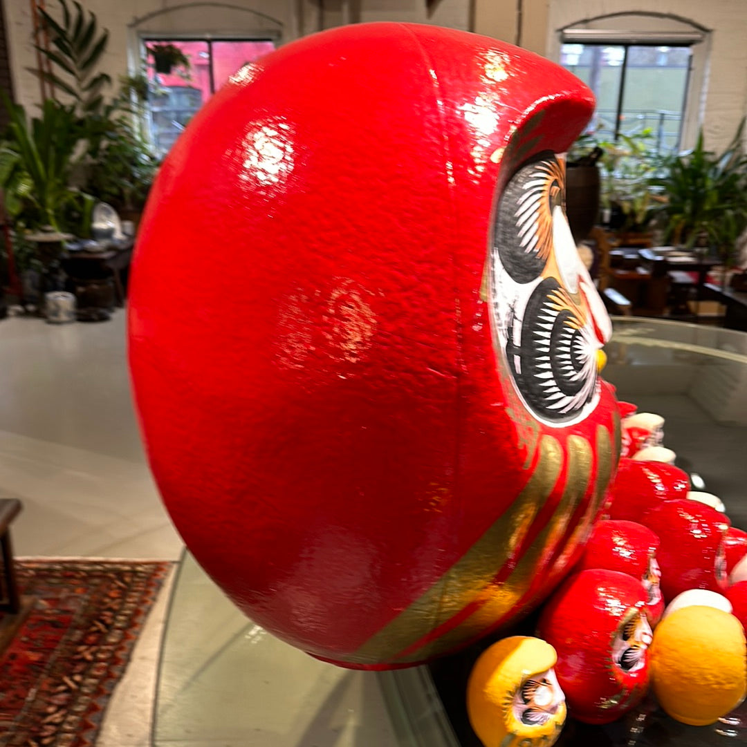 Japanese Traditional Papier-mâché Daruma Wishing Doll in Red 25”H