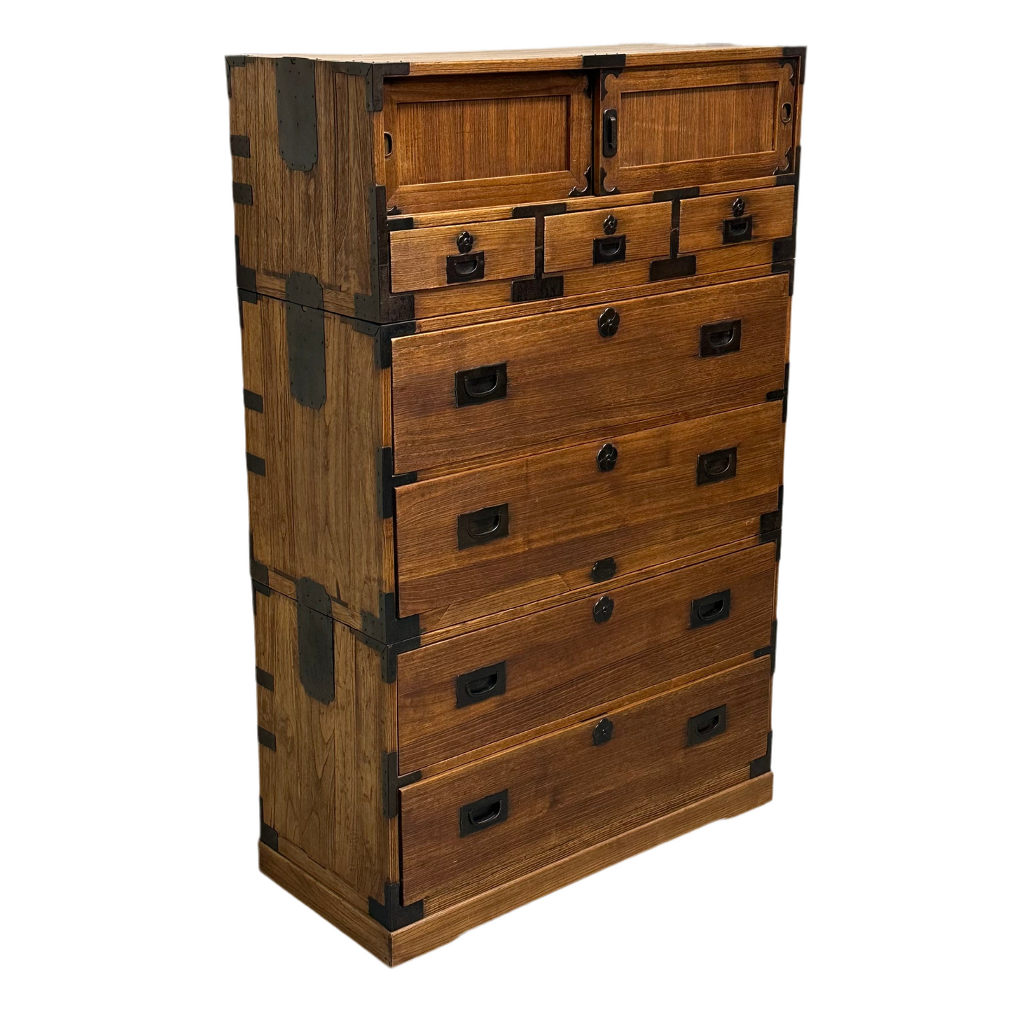 Antique Japanese Isho-Tansu Clothing Chest Taisho c1920’s 57”H Kiri Wood