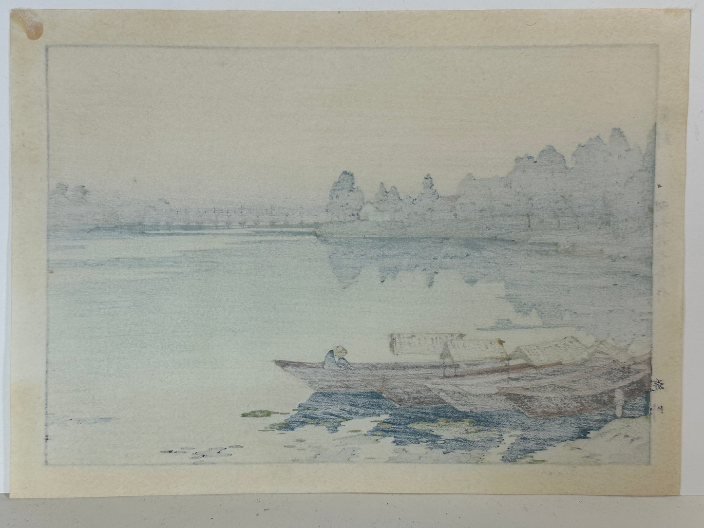 Yodo River Toshi Yoshida Woodblock Print Signed Original 1942 吉田 遠志