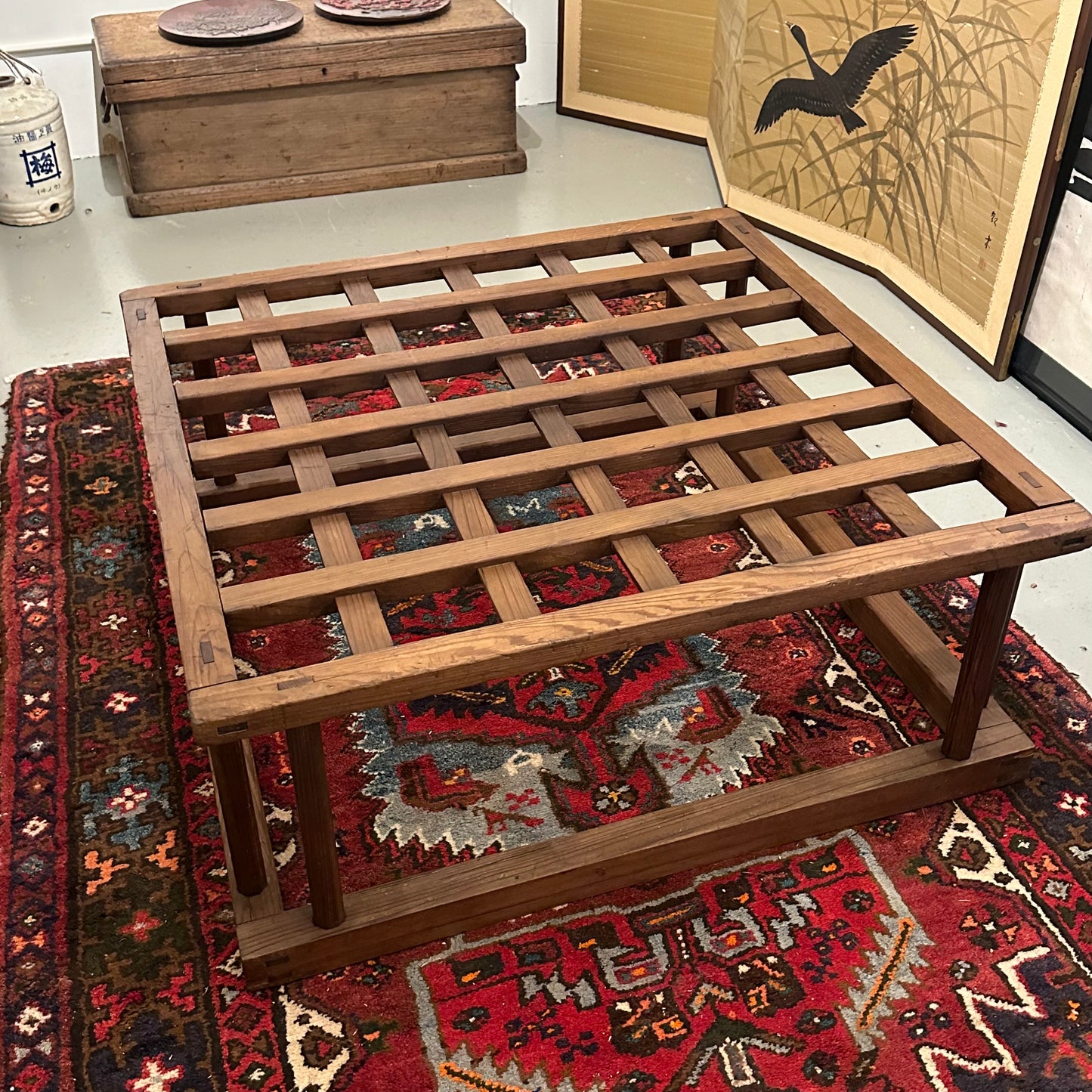 Antique Japanese 19th Century Sugi Wood Kotatsu Table 34”