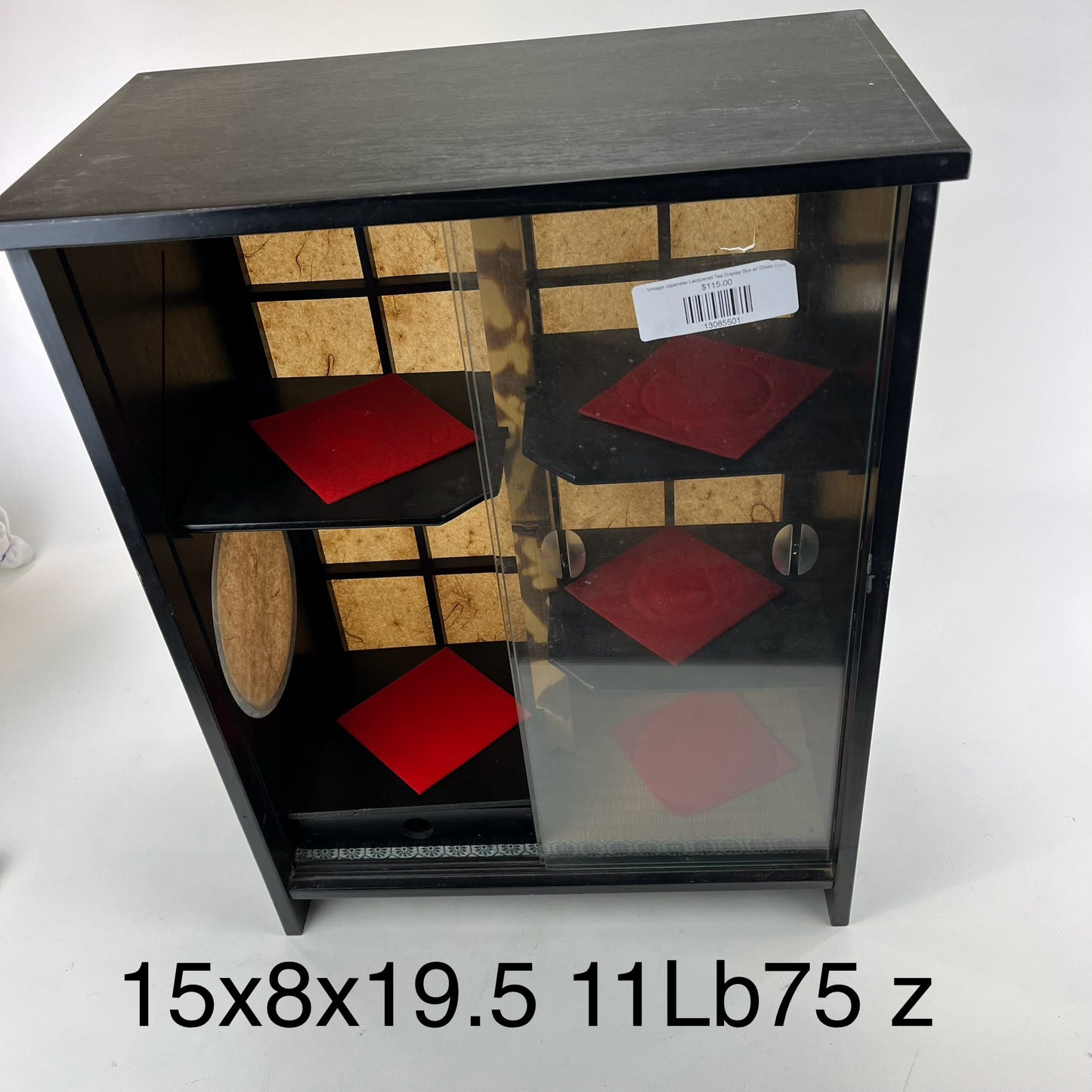 Vintage Japanese Lacquered Tea Display Box w/ Glass Front