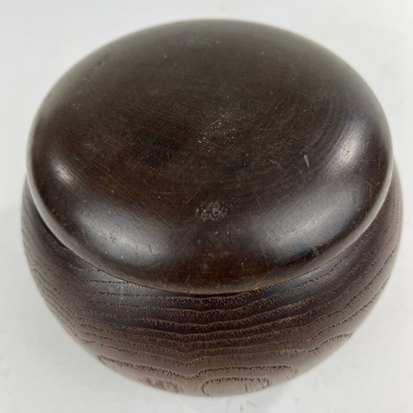 Vintage Round Keyaki Wood Lidded Box Bowl 5”