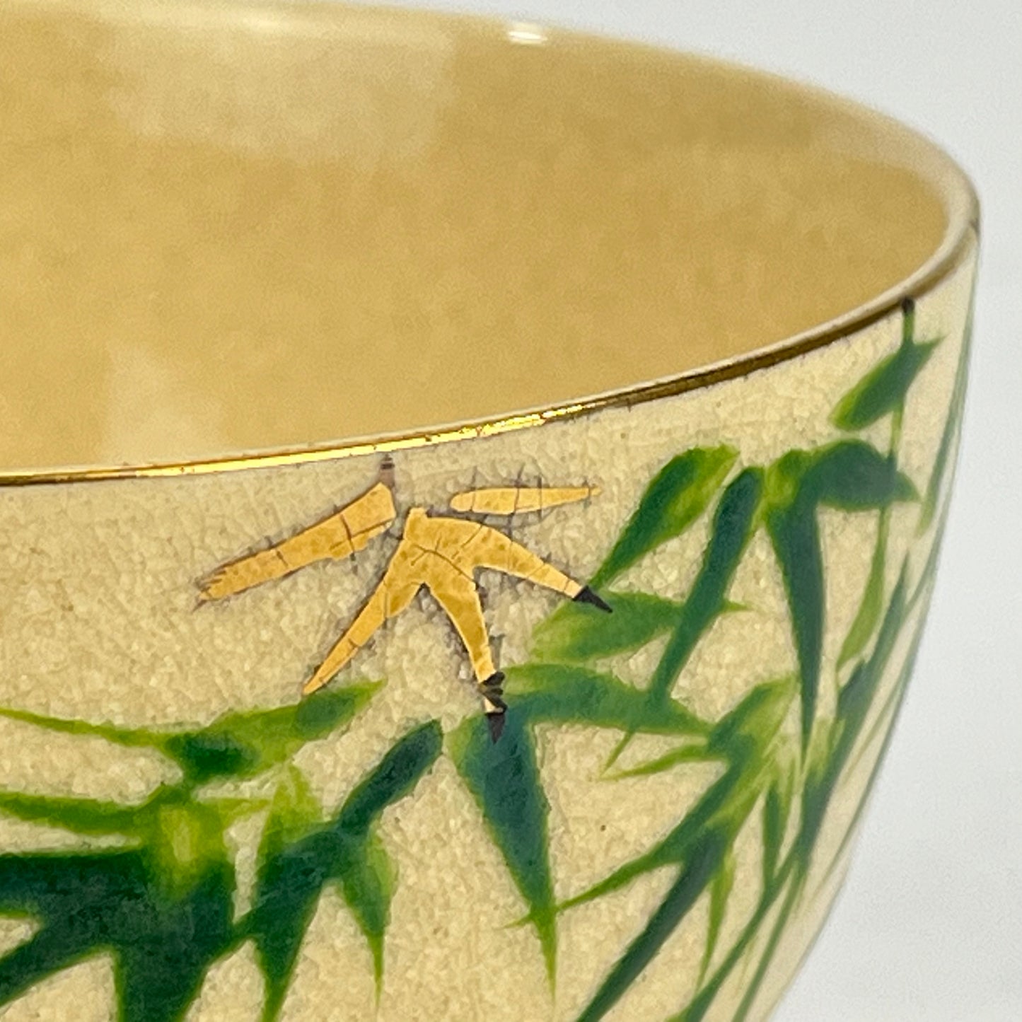 Tea Ceremony Chawan Tea Bowl w/ Gold Clouds & Bamboo 5"