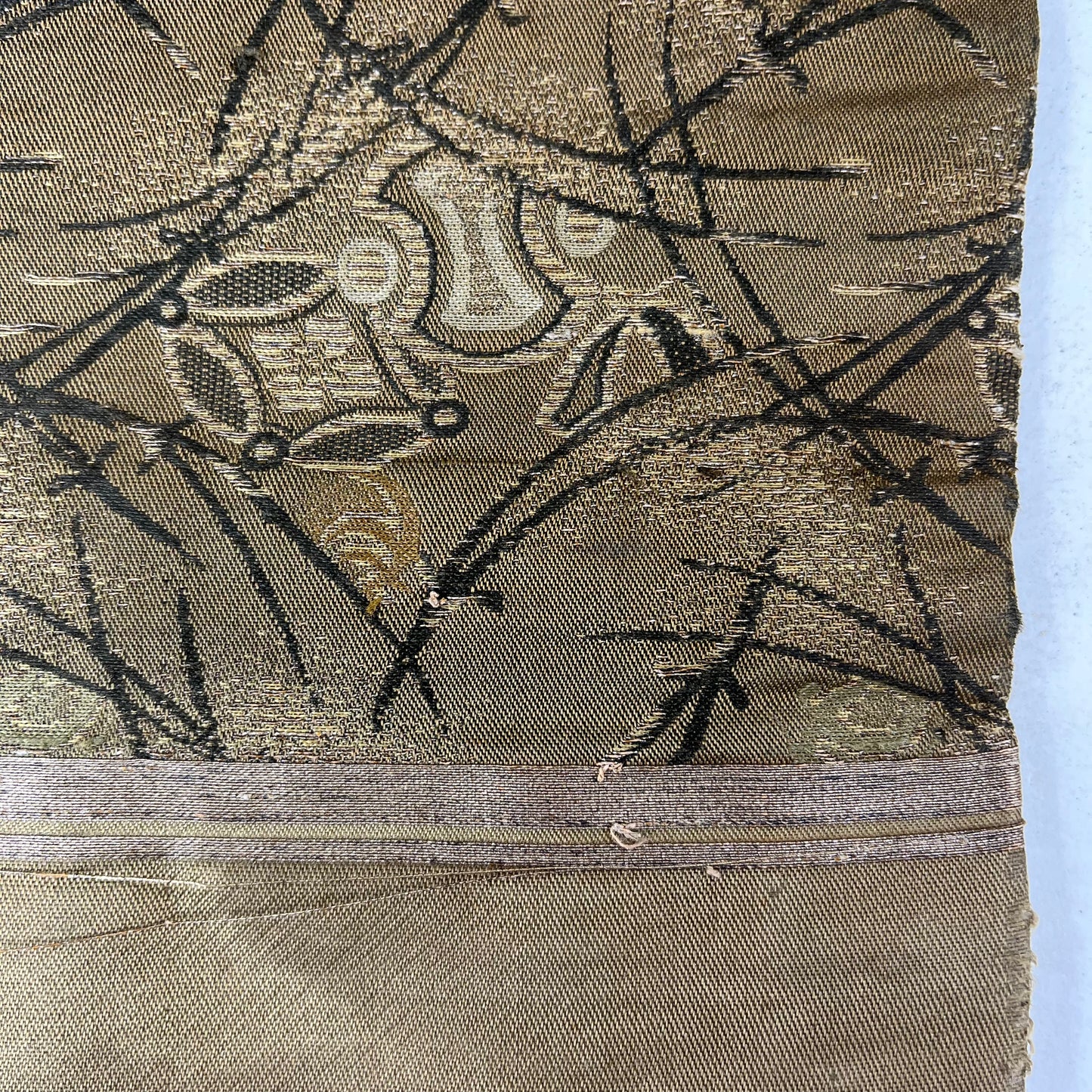 Vintage Japanese Tan Obi /w Pine Needle Motif 12”x150”