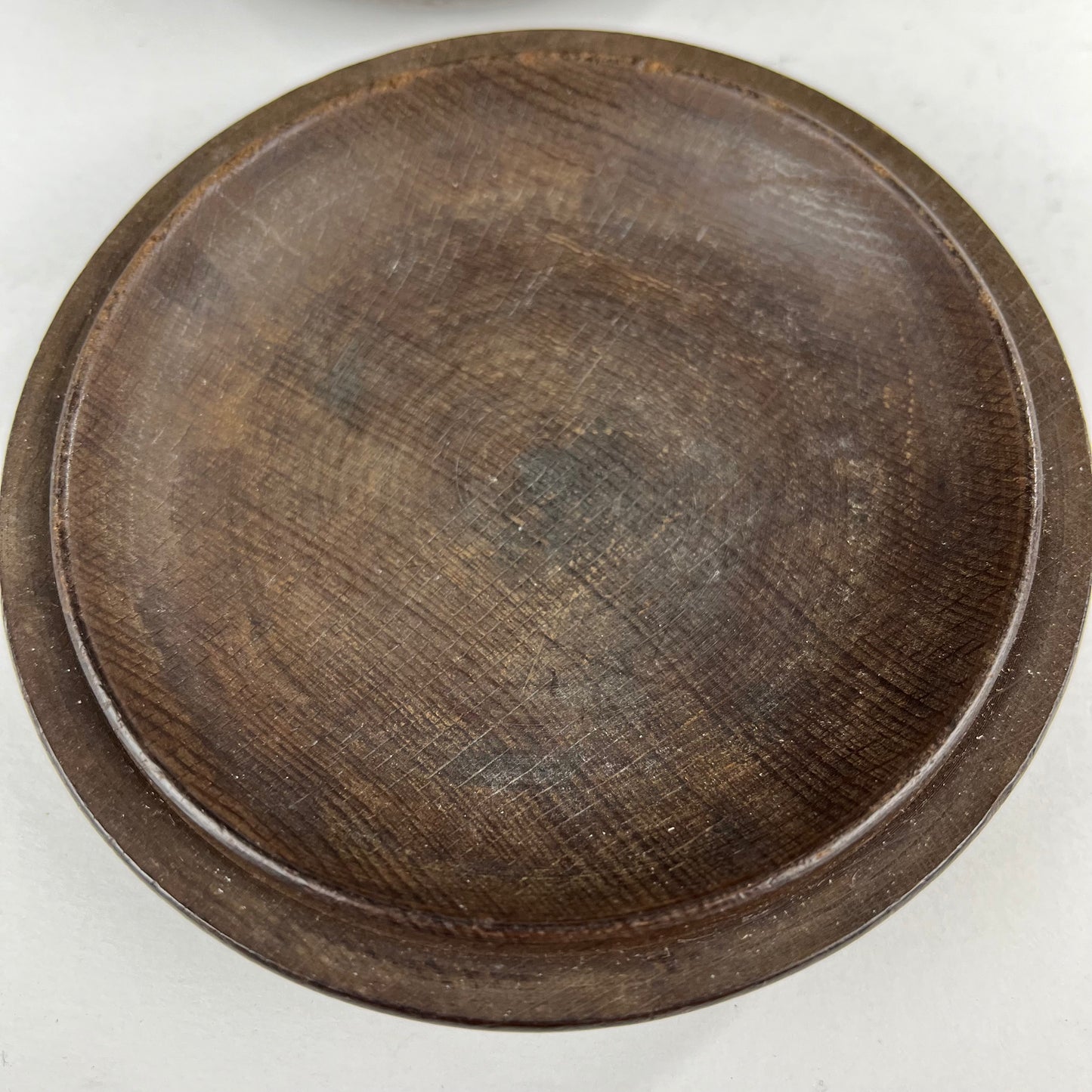 Vintage Round Keyaki Wood Lidded Box Bowl 5”