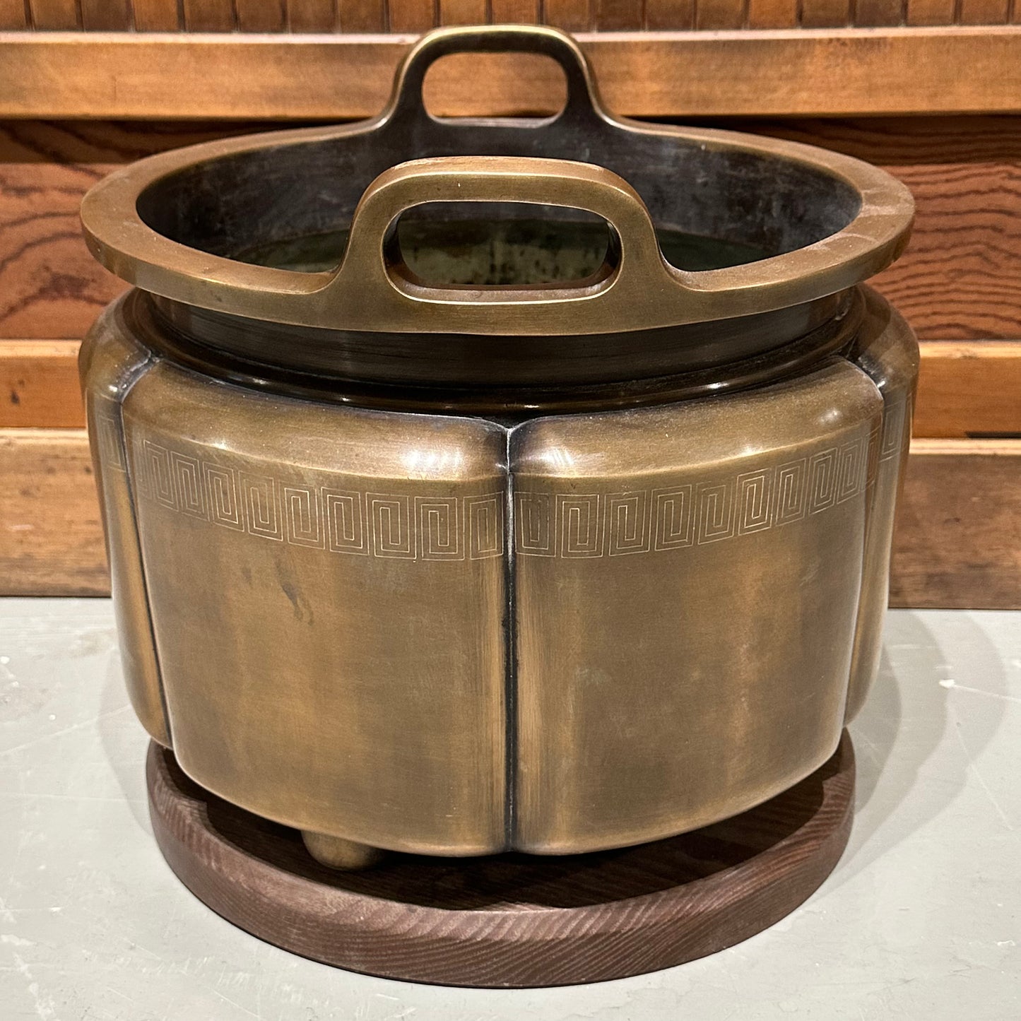 Antique Japanese Meiji Era c1900 Bronze Hibachi 12”