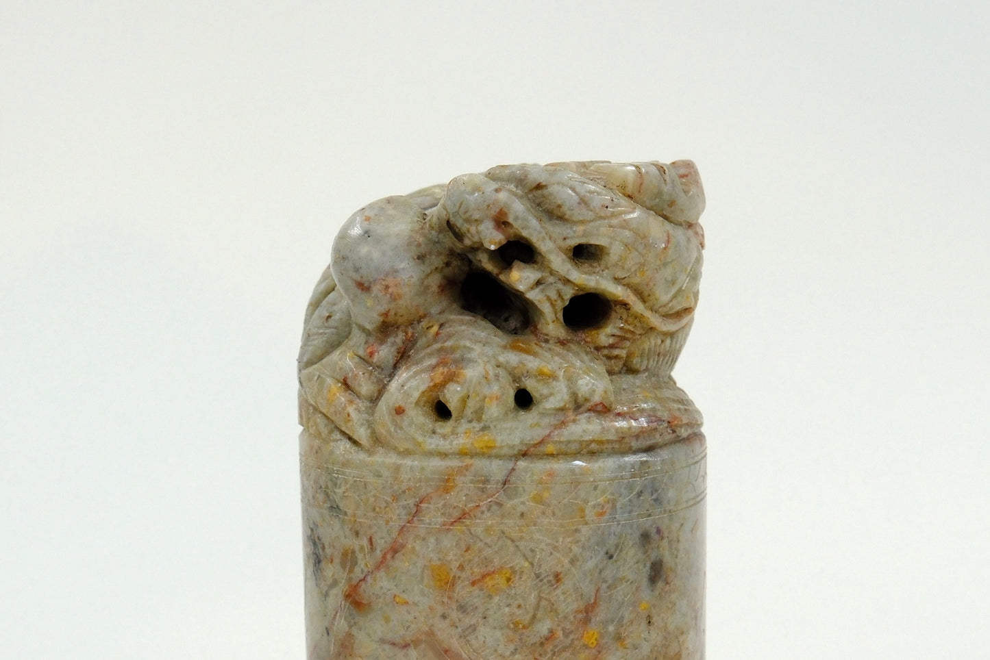 Vintage Chinese Handcarved Inkan Marble Stamp Dragon 6”