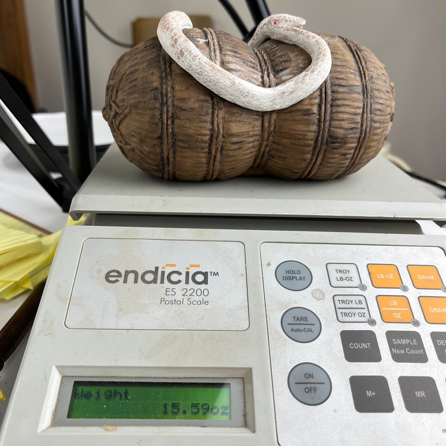 Sacred Lucky White Snake Over Rice Bale 5"