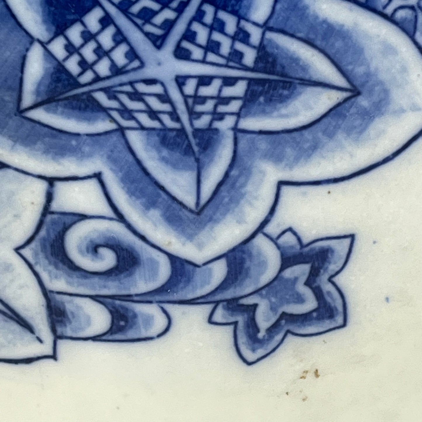 Antique Japanese Meiji Era Ceramic Blue & White Hibachi Brazier Flower motif 8”