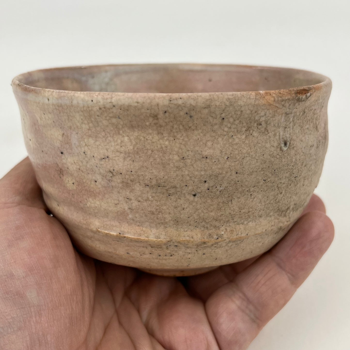 Tea Ceremony Chawan Tea Bowl Pink Glaze with Mon 5"