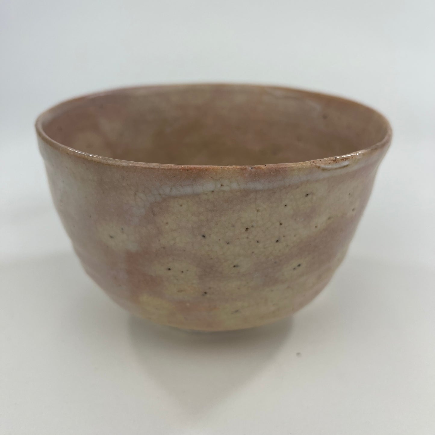 Tea Ceremony Chawan Tea Bowl Pink Glaze with Mon 5"