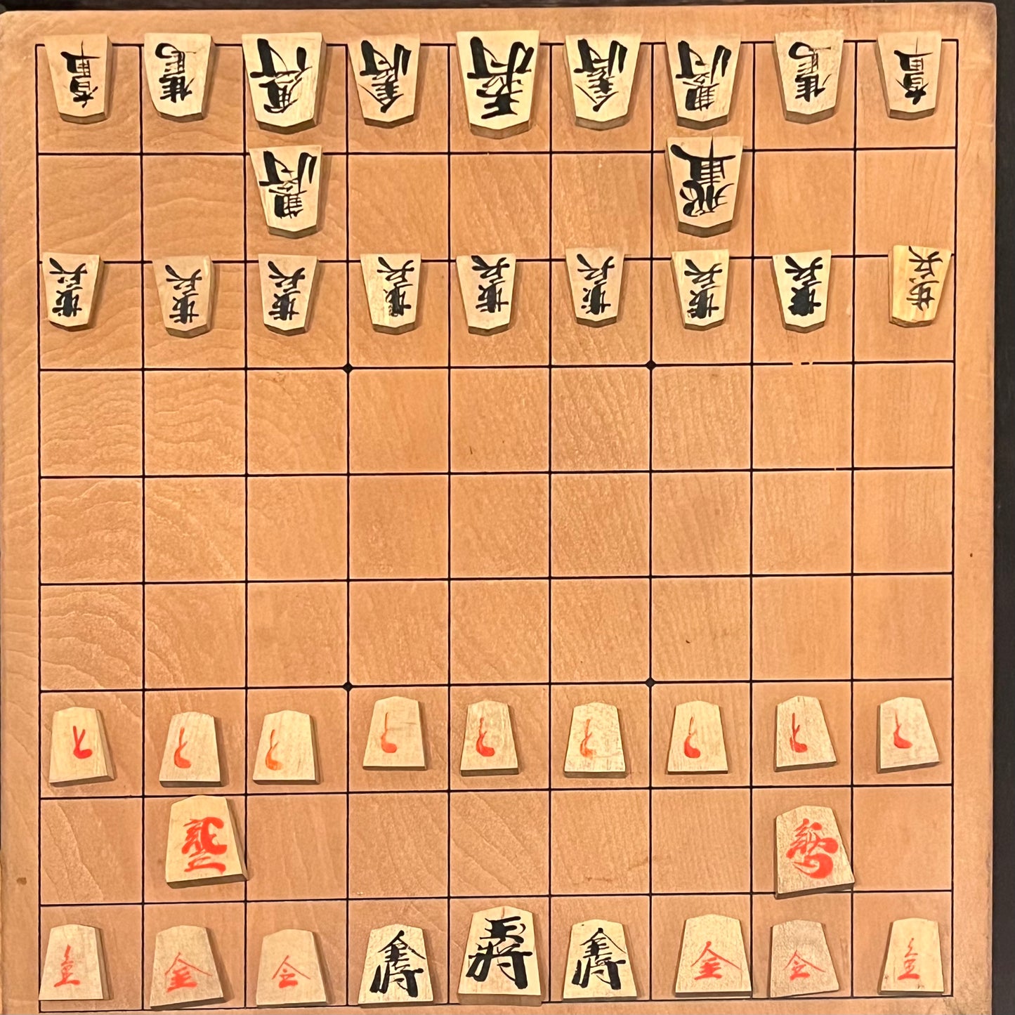 Vintage Japanese Hand Written Wooden Shogi Koma Pieces w/ Original Box