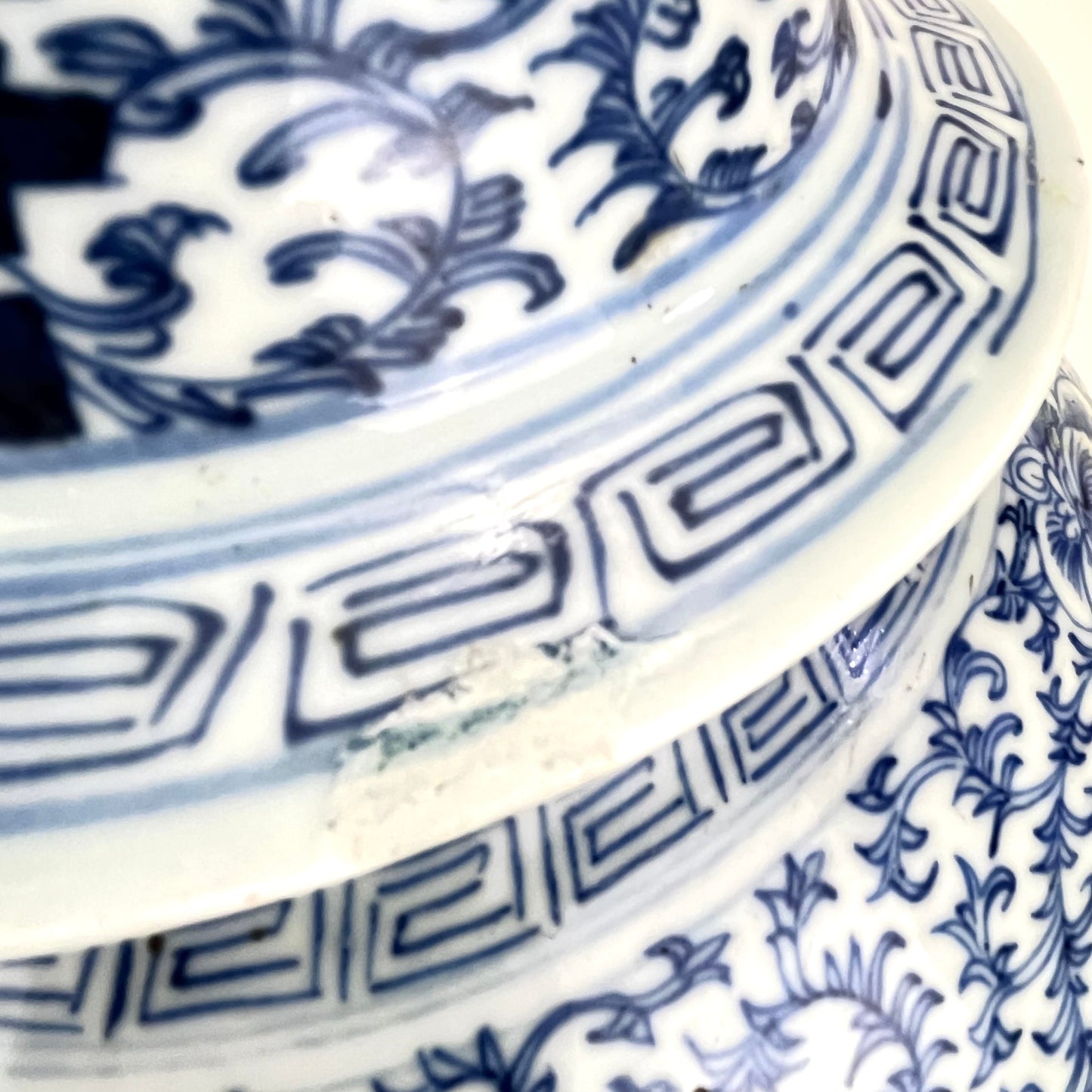 Antique Chinese Qing 150 Year Old Blue & White Wedding Jar Hand Painted 18"H