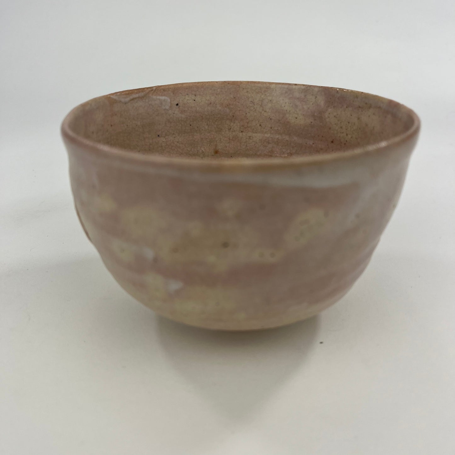 Tea Ceremony Chawan Tea Bowl Pink Glaze with Mon 5"