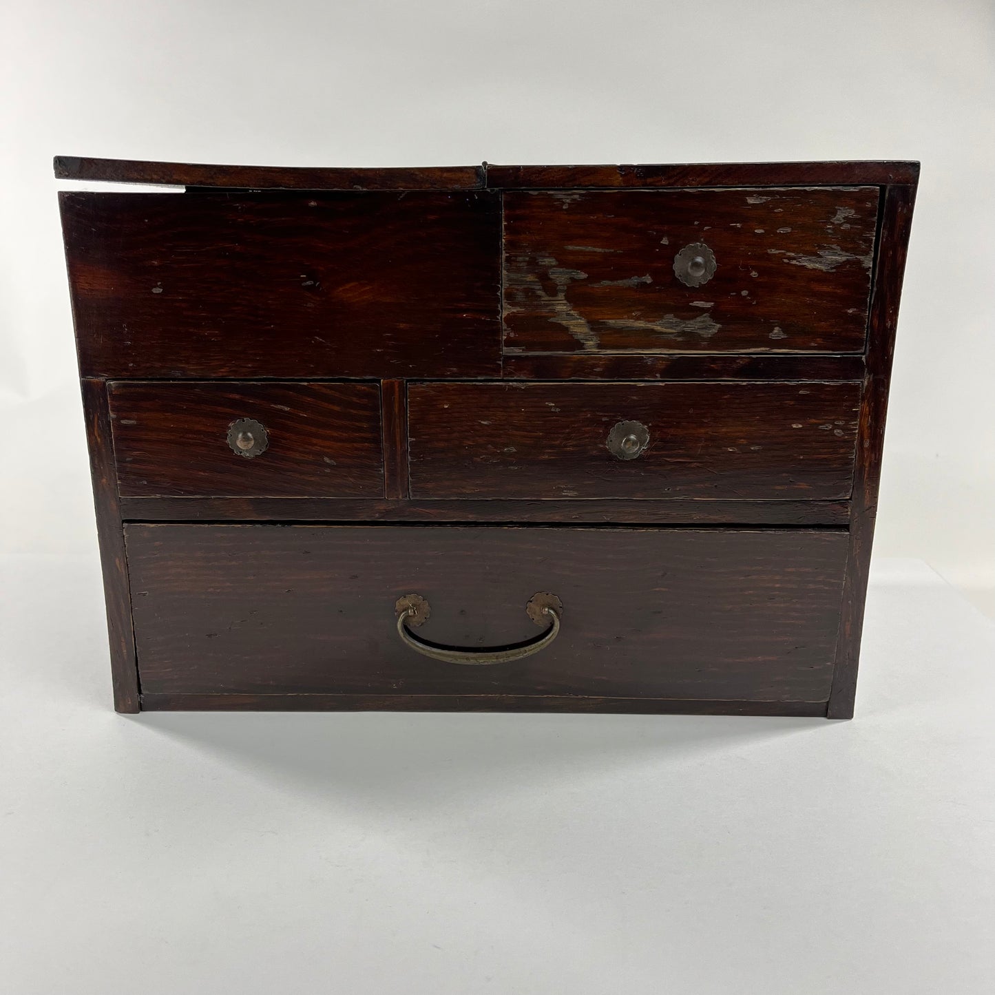 Antique Japanese Taisho Era c 1920’s Keyaki Wood Haribako Tansu 11”