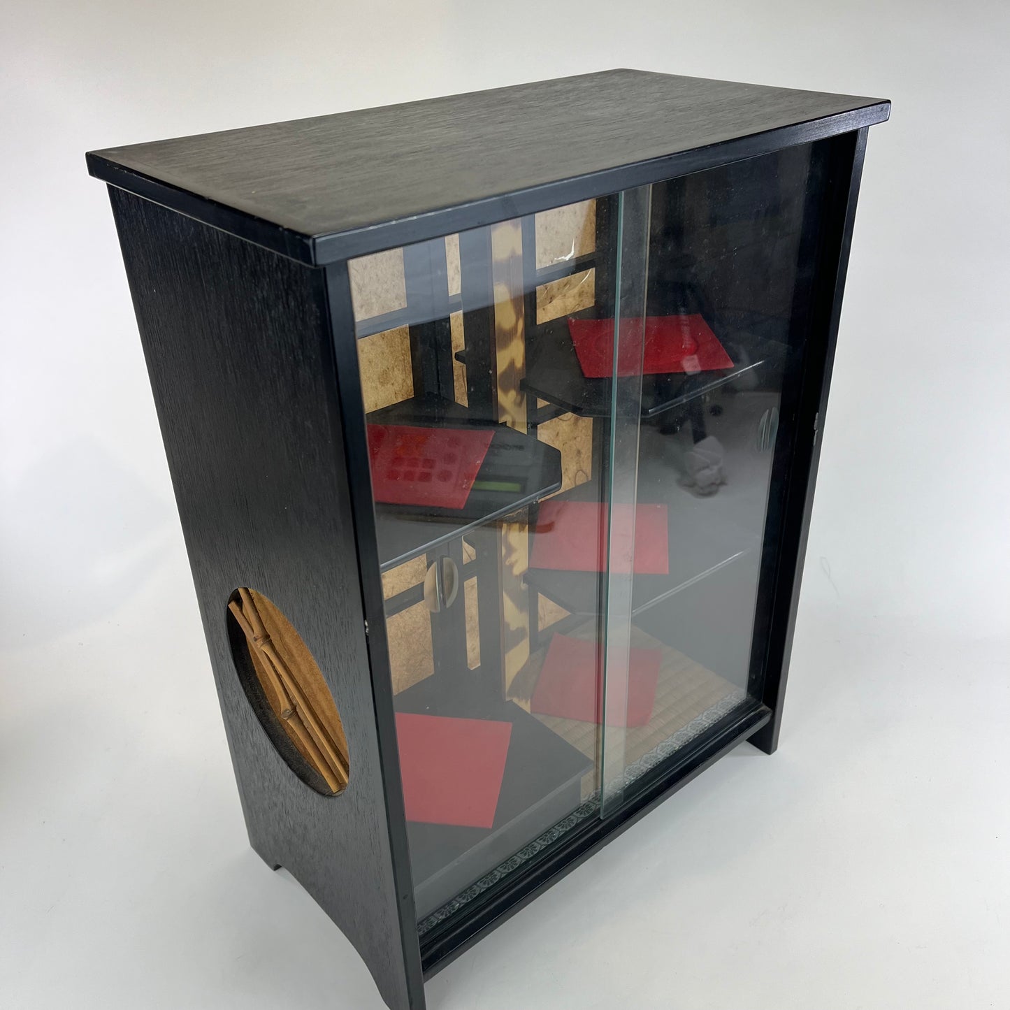Vintage Japanese Lacquered Tea Display Box w/ Glass Front