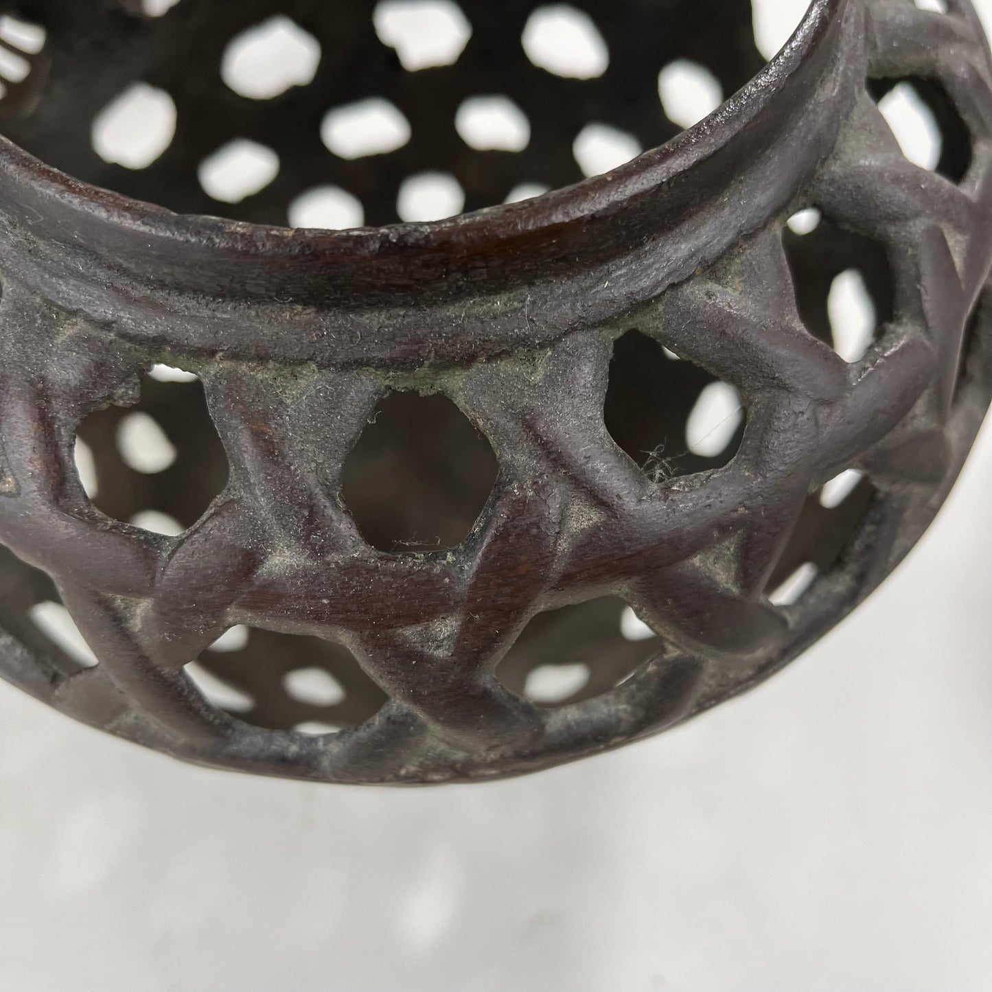 Japanese Usubata Cart Style Bronze Ikebana Flower Vase 12"