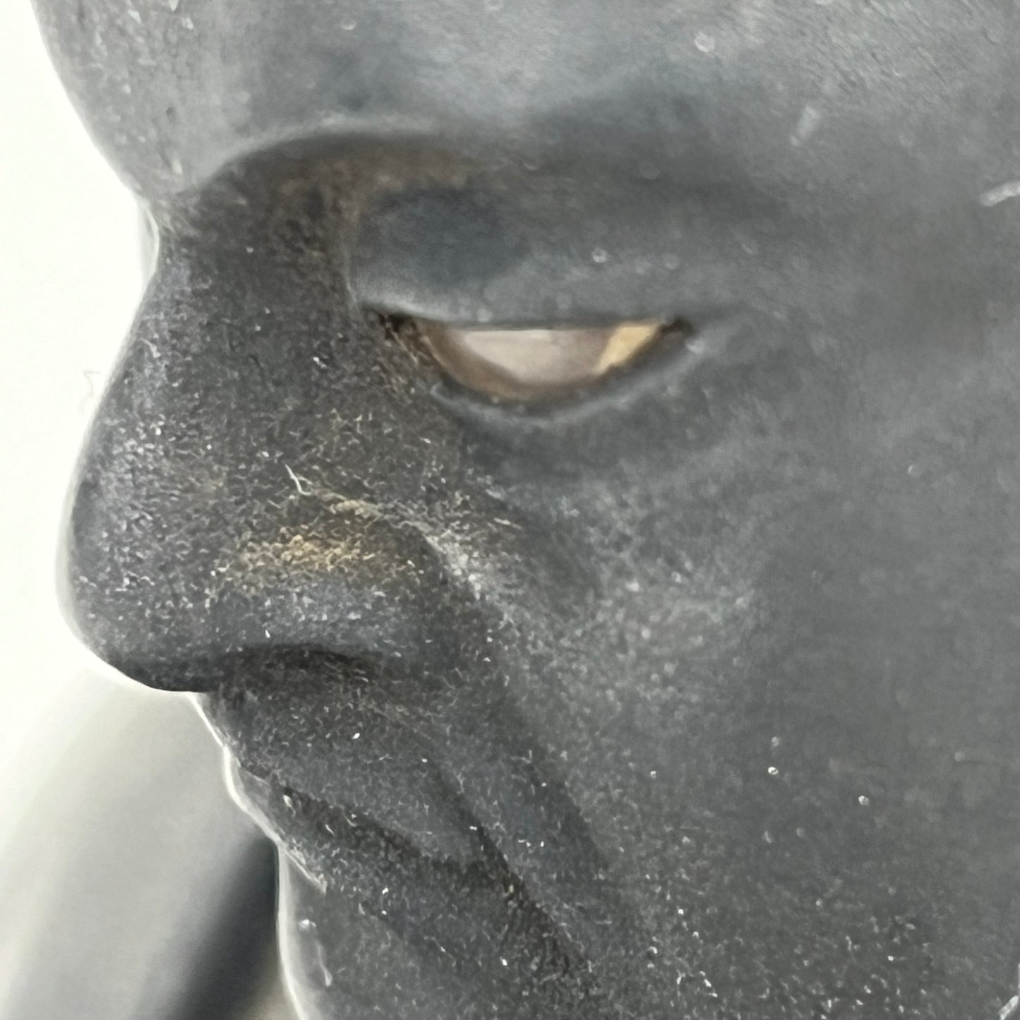 Antique Japanese Nichiren Daishonin Wooden Statue & Glass Eyes 5”