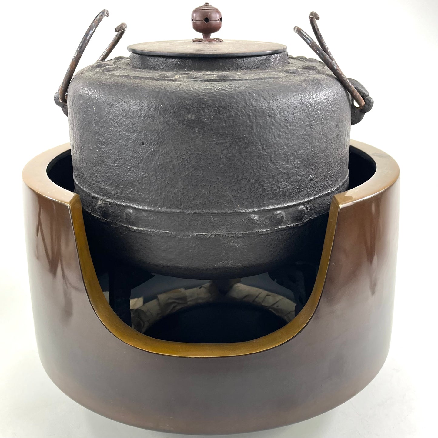 Vintage Japanese Bronze Tea Ceremony Chagama Hibachi 13”
