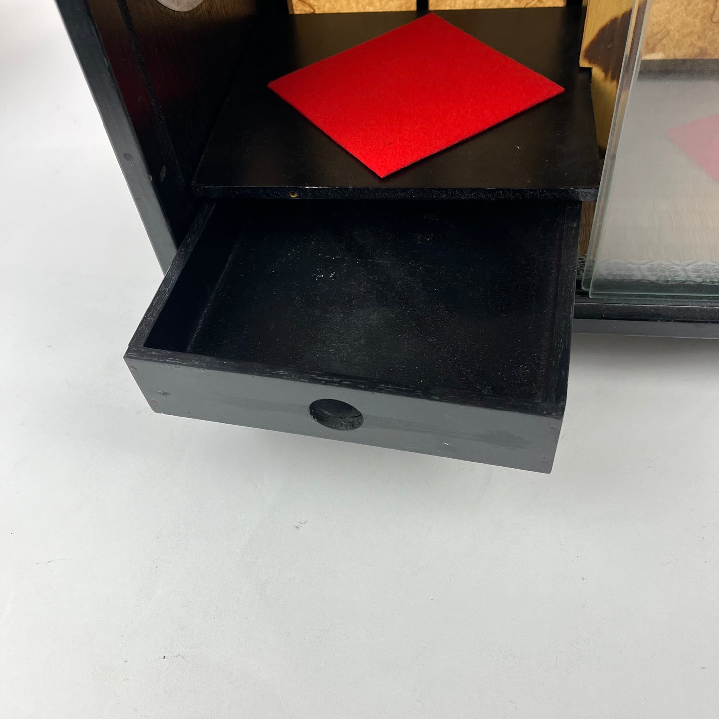 Vintage Japanese Lacquered Tea Display Box w/ Glass Front