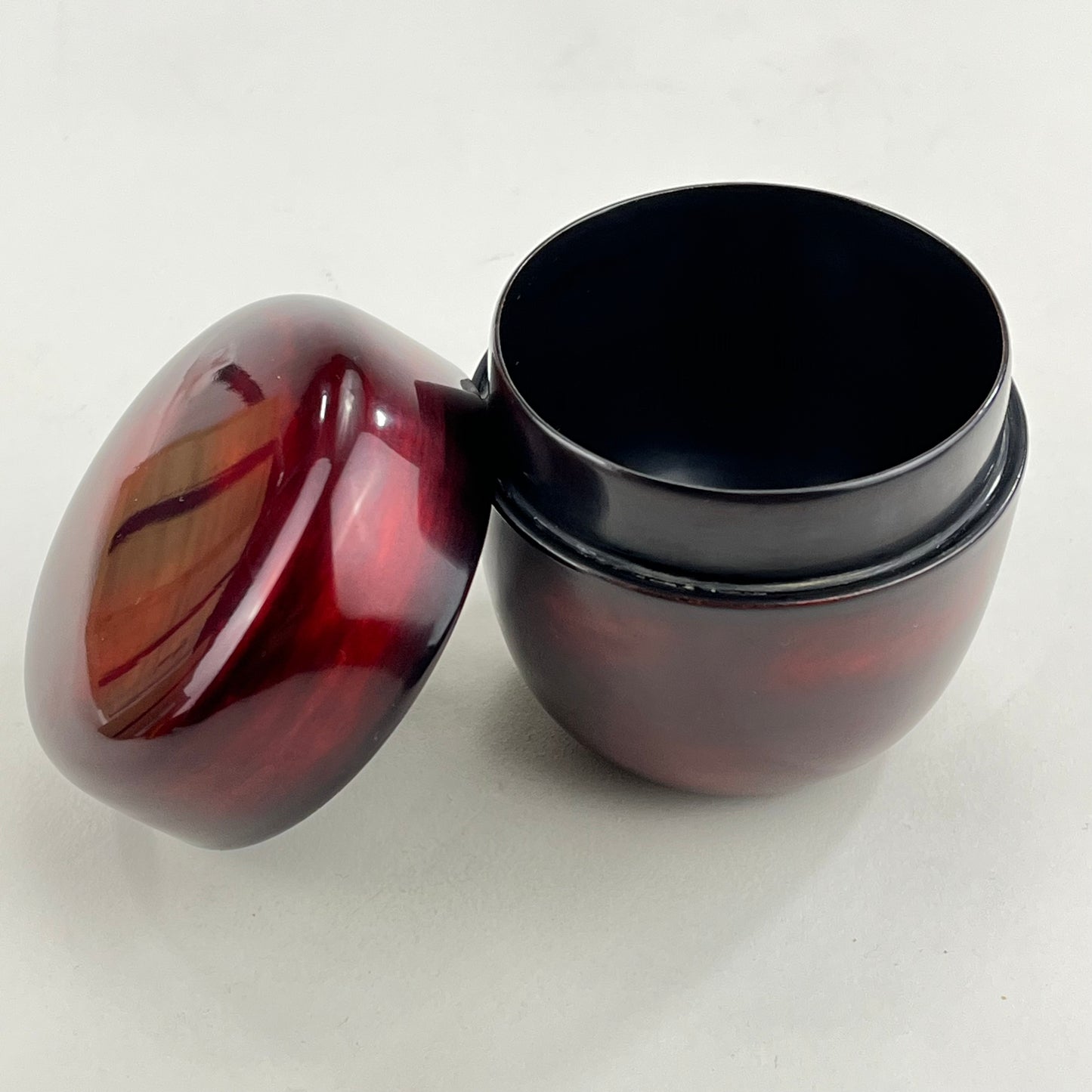 Japanese Deep Red lacquer Tea Ceremony Natsume w/Box 4”