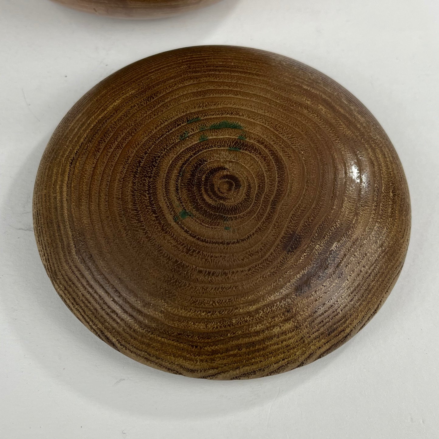 Vintage Round Wooden Lidded Box Bowls 5”
