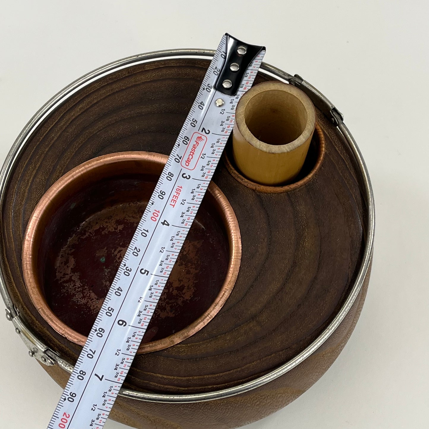 Antique Japanese Tobakobon Round w/ compartments & handles