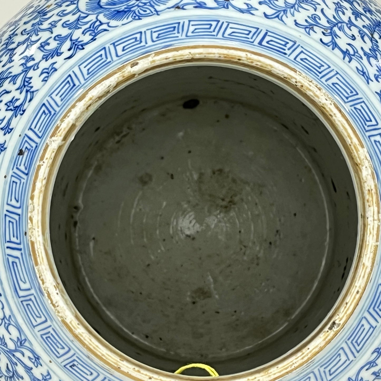Antique Chinese Qing 150 Year Old Blue & White Wedding Jar Hand Painted 18"H