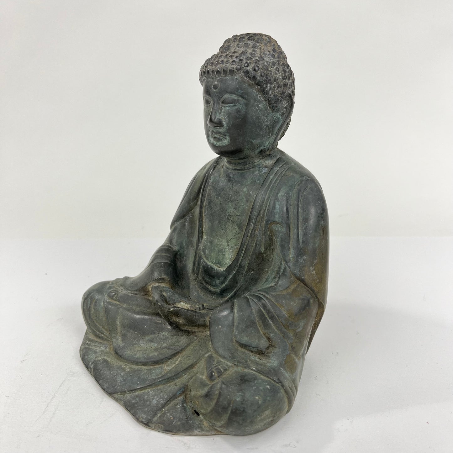 Vintage Japanese Bronze Statue of Buddha in Seated Meditation 6.5"H