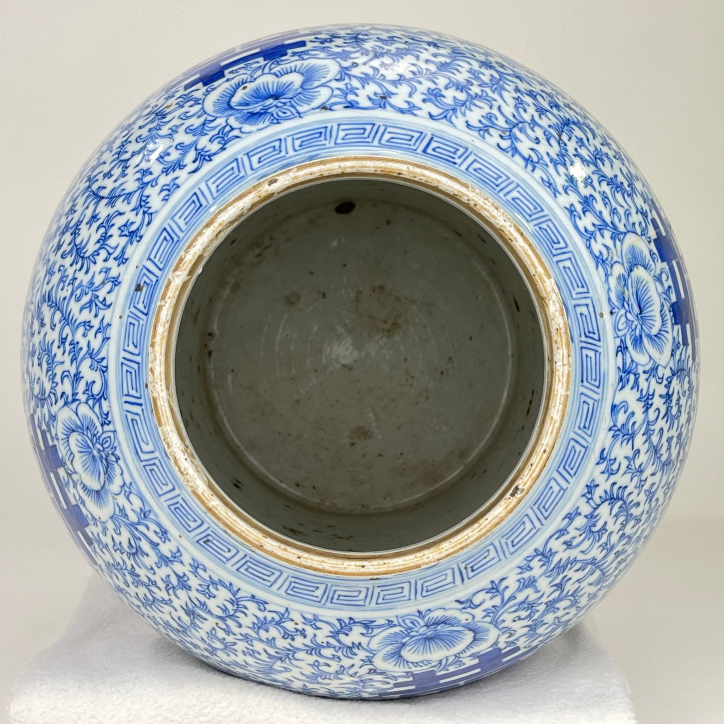 Antique Chinese Qing 150 Year Old Blue & White Wedding Jar Hand Painted 18"H