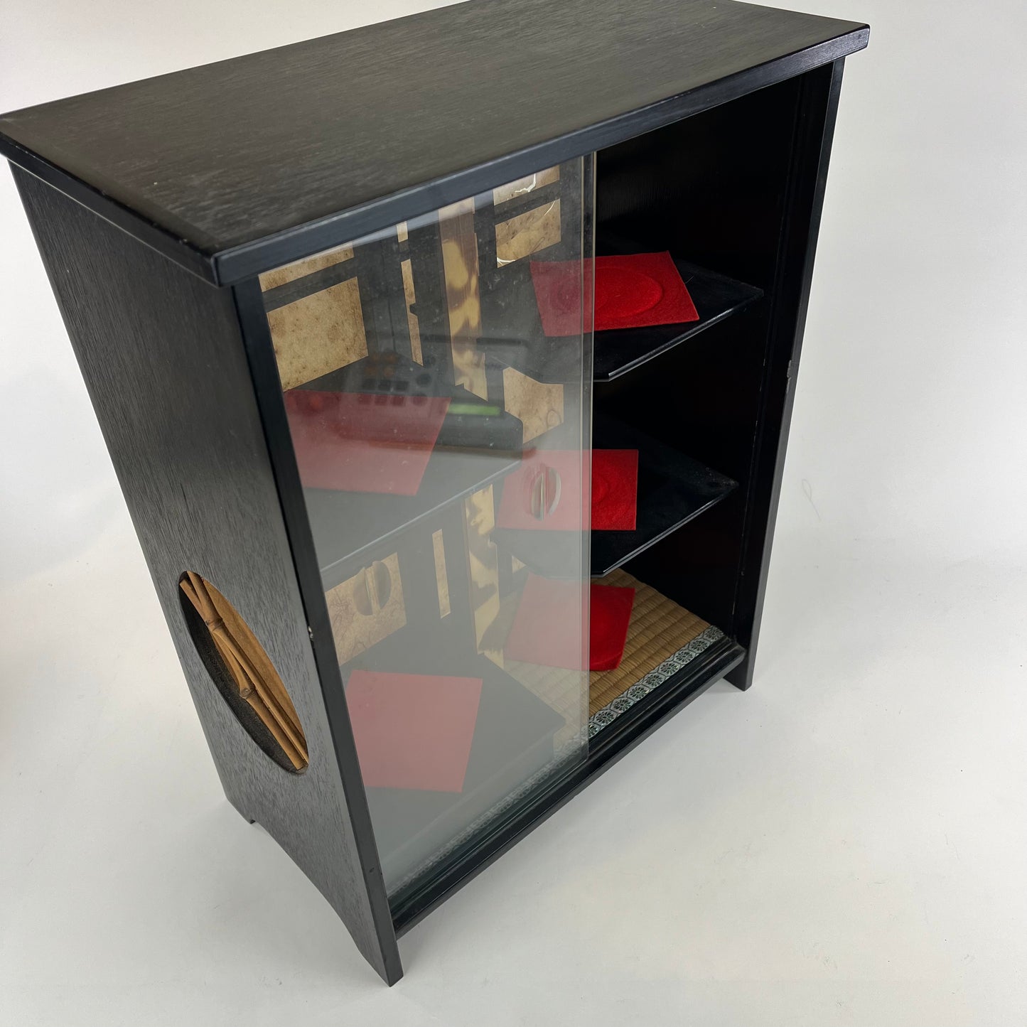 Vintage Japanese Lacquered Tea Display Box w/ Glass Front