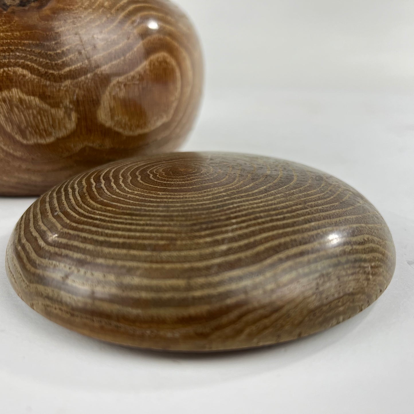 Vintage Round Wooden Lidded Box Bowls 5”