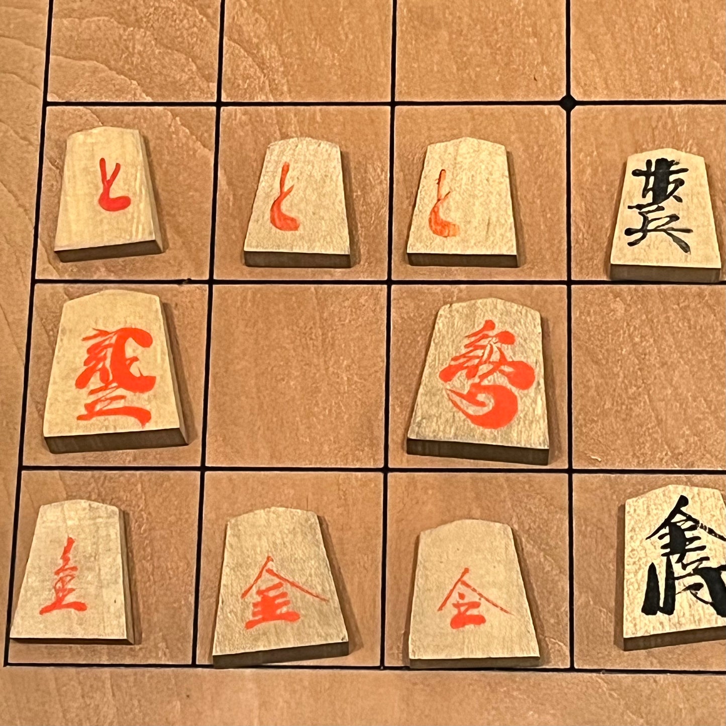 Vintage Japanese Hand Written Wooden Shogi Koma Pieces w/ Original Box