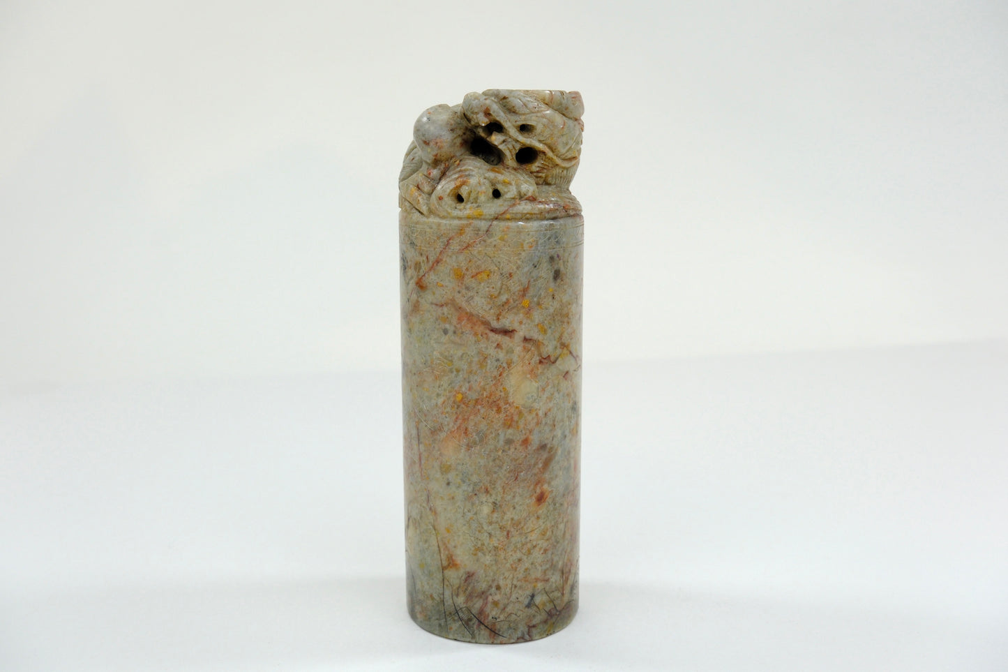 Vintage Chinese Handcarved Inkan Marble Stamp Dragon 6”