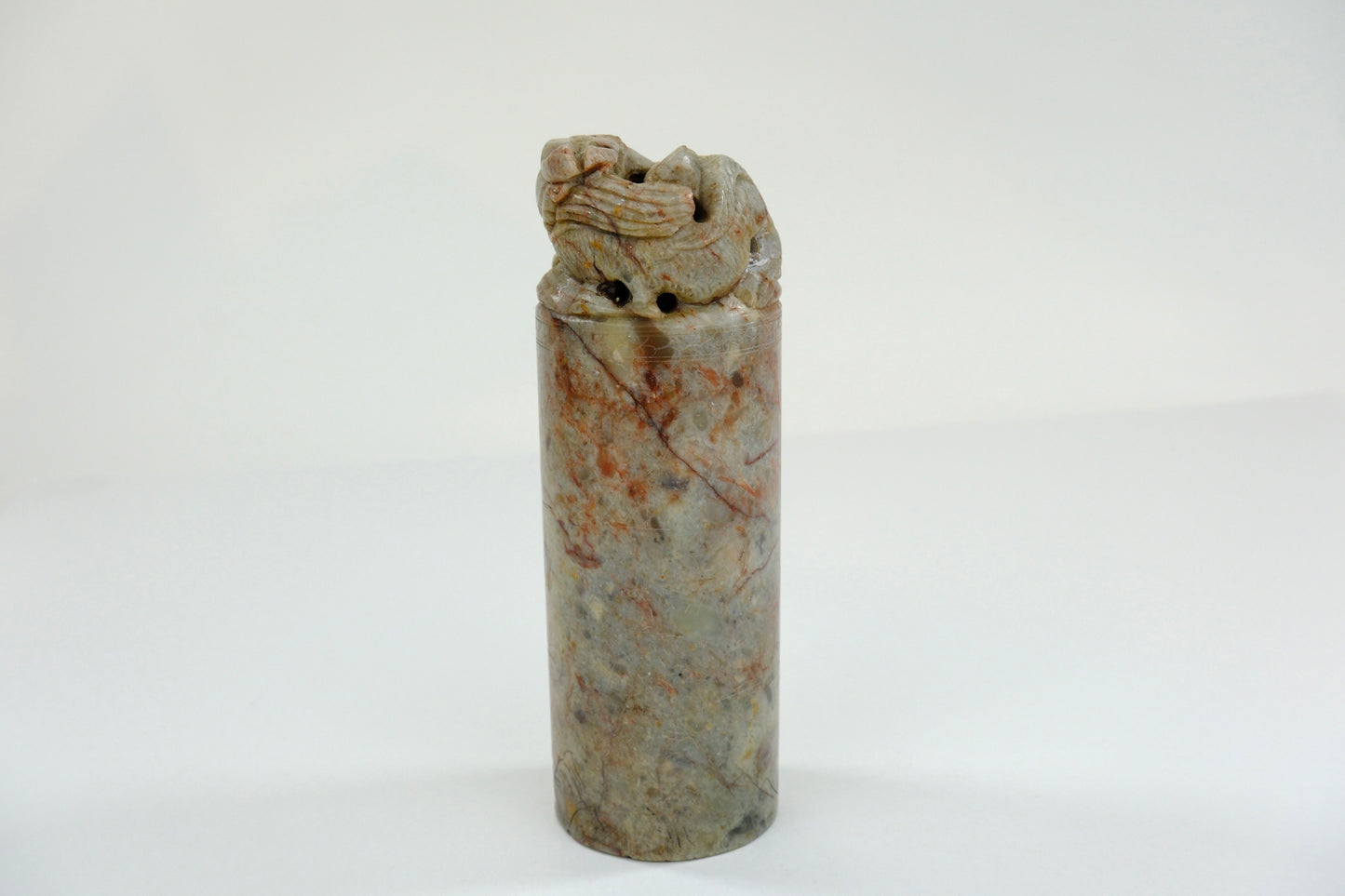 Vintage Chinese Handcarved Inkan Marble Stamp Dragon 6”