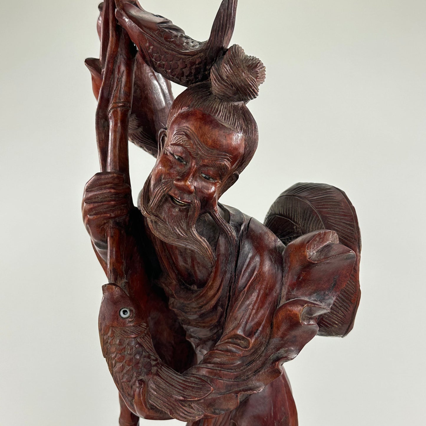 Antique Chinese Carved Wooden Statue of Shoulao 19”