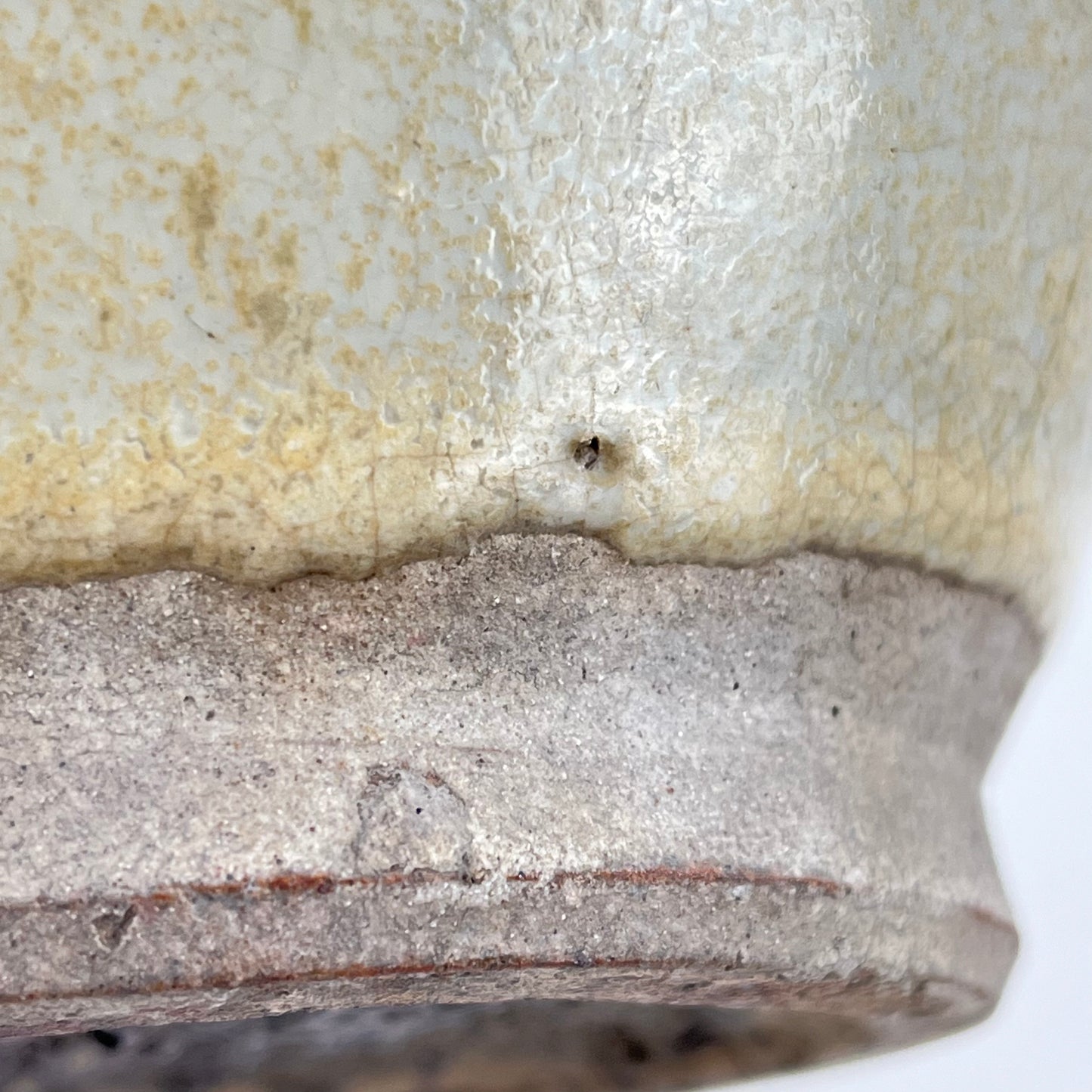 Antique Japanese Late Meiji Tokkuri Sake Bottle Vase Green Hare's Fur 10” Chip Rim