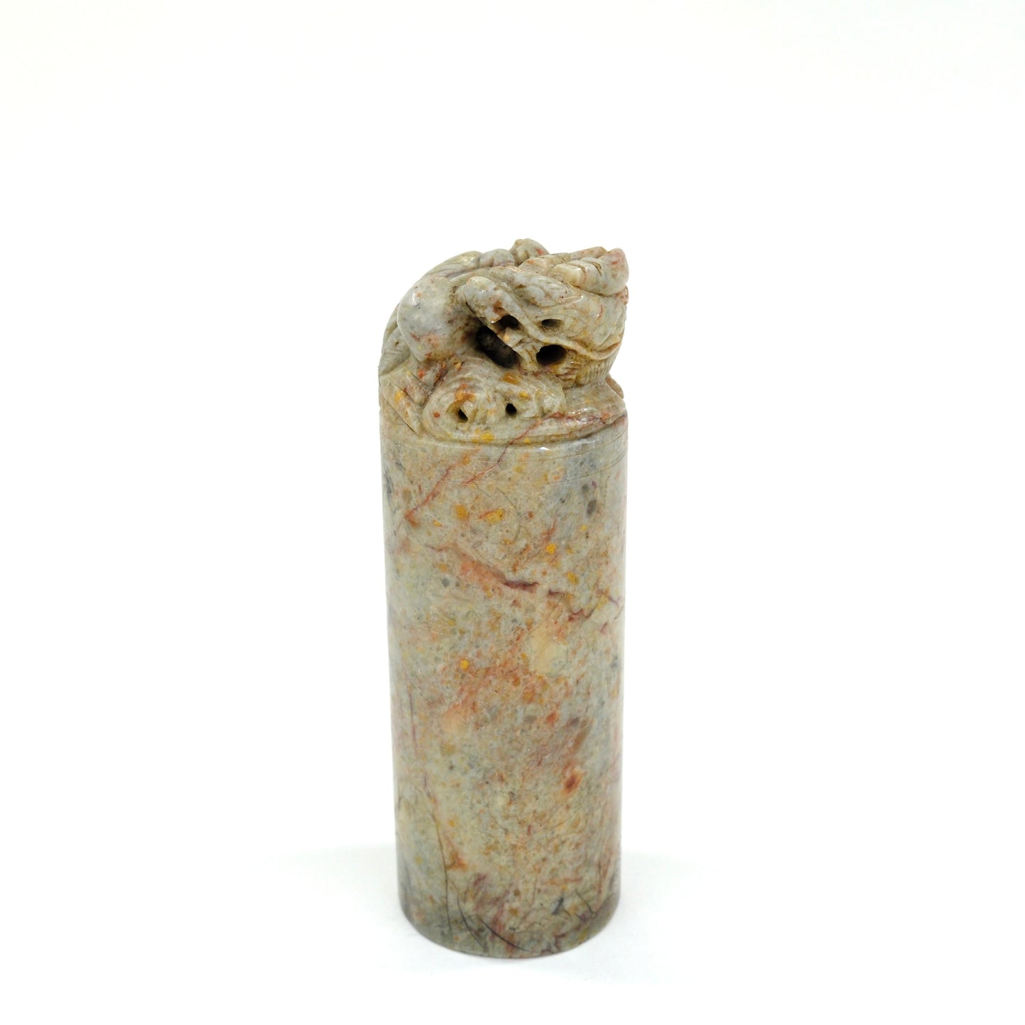 Vintage Chinese Handcarved Inkan Marble Stamp Dragon 6”