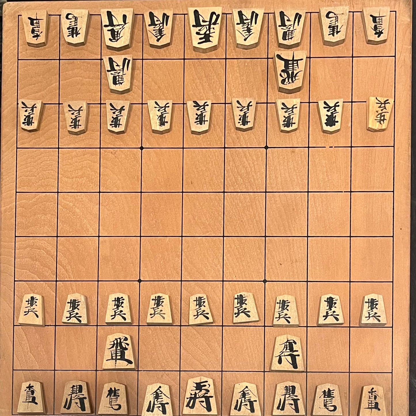 Vintage Japanese Hand Written Wooden Shogi Koma Pieces w/ Original Box