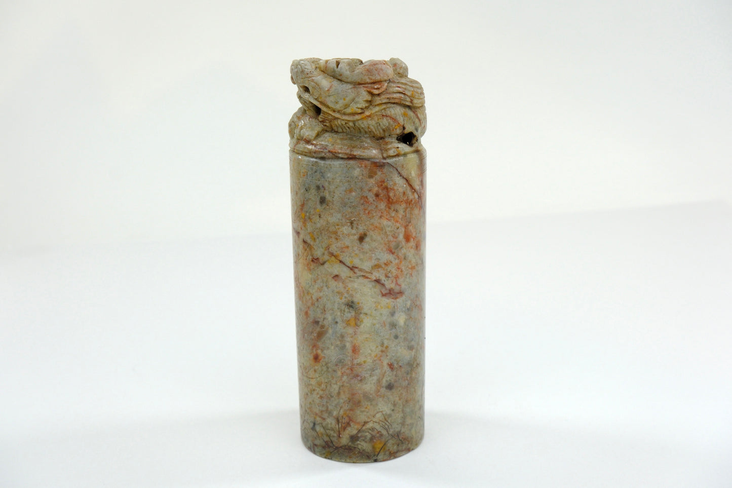 Vintage Chinese Handcarved Inkan Marble Stamp Dragon 6”