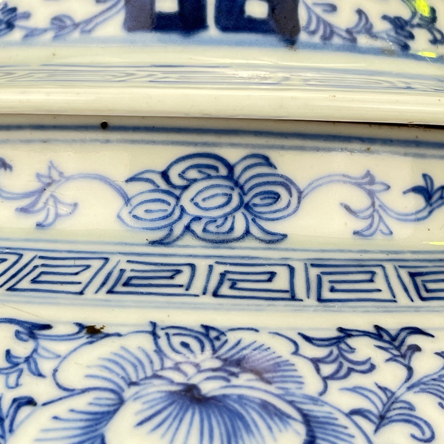 Antique Chinese Qing 150 Year Old Blue & White Wedding Jar Hand Painted 18"H