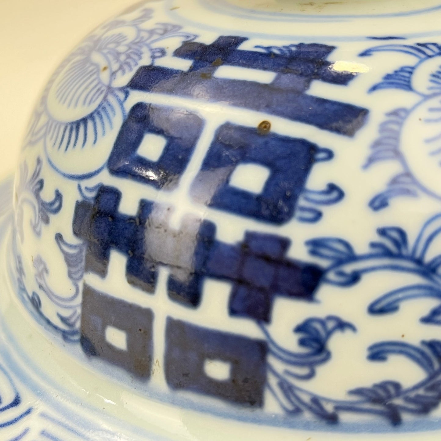 Antique Chinese Qing 150 Year Old Blue & White Wedding Jar Hand Painted 18"H