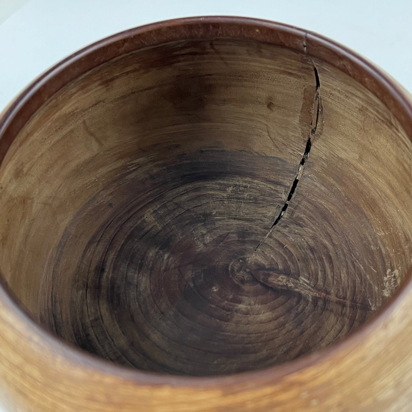 Vintage Round Wooden Lidded Box Bowls 5”